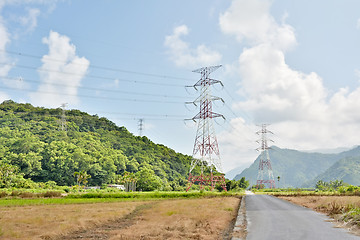 Image showing Power lines in countryside