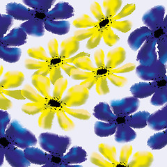 Image showing Forget-me-not and cinquefoil floral pattern