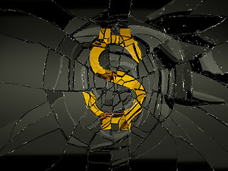 Image showing Demolished dollar symbol and broken glass