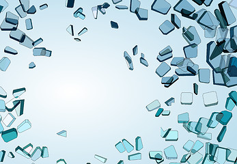 Image showing Pieces of demolished or Shattered blue glass