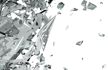 Image showing Sharp Pieces of shattered glass isolated on white