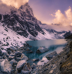 Image showing Sunset in the Himalaya mountains