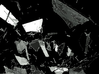 Image showing Shattered glass pieces on black background