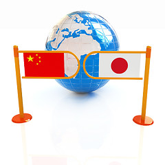 Image showing Three-dimensional image of the turnstile and flags of China and 