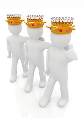 Image showing 3d people - mans, persons with a golden crown. Kings