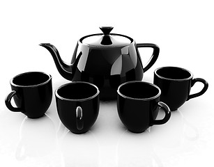 Image showing black teapot and cups