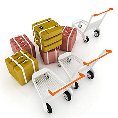 Image showing Trolley for luggage at the airport and luggage