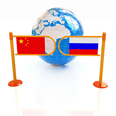 Image showing Three-dimensional image of the turnstile and flags of China and 