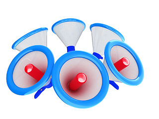 Image showing Loudspeakers as announcement icon. Illustration on white 