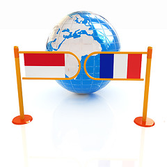 Image showing Three-dimensional image of the turnstile and flags of France and