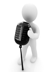 Image showing 3D man with a microphone on a white background 