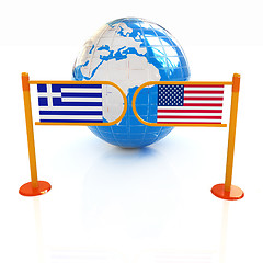 Image showing Three-dimensional image of the turnstile and flags of USA and Gr