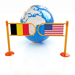 Image showing Three-dimensional image of the turnstile and flags of USA and Be