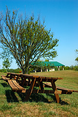 Image showing Empty Picnic Tables 2