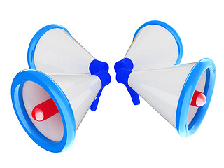 Image showing Loudspeakers as announcement icon. Illustration on white 