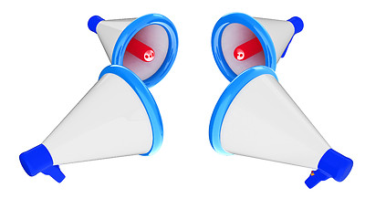 Image showing Loudspeakers as announcement icon. Illustration on white 