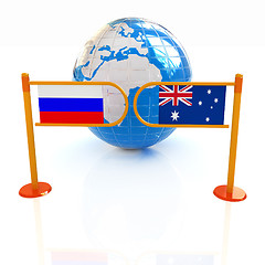 Image showing Three-dimensional image of the turnstile and flags of Russia and