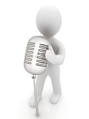 Image showing 3D man with a microphone on a white background 