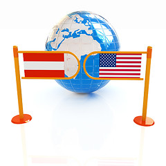 Image showing Three-dimensional image of the turnstile and flags of USA and Au