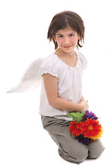 Image showing angel girl with flowers