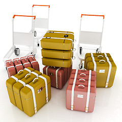 Image showing Trolley for luggage at the airport and luggage