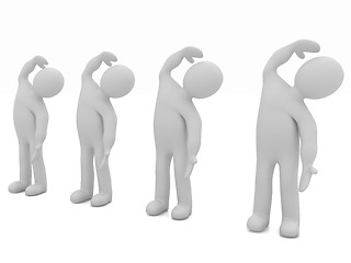 Image showing 3d mans isolated on white. Series: morning exercises - flexibili