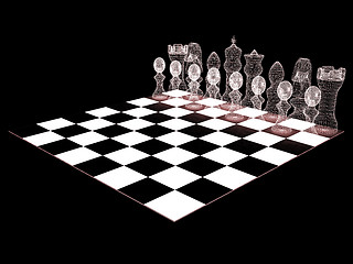 Image showing Chessboard with chess pieces