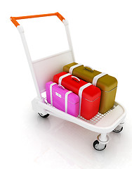 Image showing Trolley for luggage at the airport and luggage