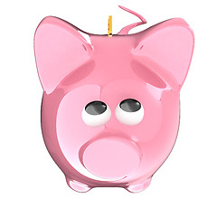 Image showing Piggy bank with gold coin on white