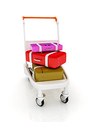 Image showing Trolley for luggage at the airport and luggage