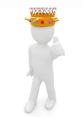 Image showing 3d people - man, person with a golden crown. King 