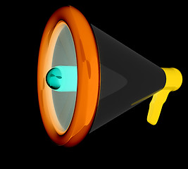 Image showing Loudspeaker as announcement icon. Illustration on black