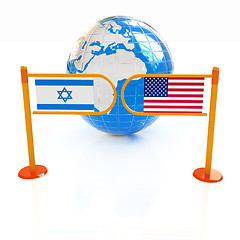 Image showing Three-dimensional image of the turnstile and flags of America an