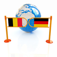 Image showing Three-dimensional image of the turnstile and flags of Germany an