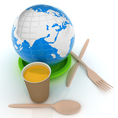 Image showing Orange juice in a fast food dishes and earth