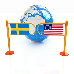 Image showing Three-dimensional image of the turnstile and flags of USA and Sw