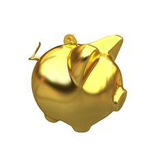 Image showing gold coin with with the gold piggy bank 