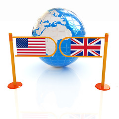 Image showing Three-dimensional image of the turnstile and flags of USA and UK