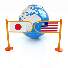 Image showing Three-dimensional image of the turnstile and flags of USA and Ja