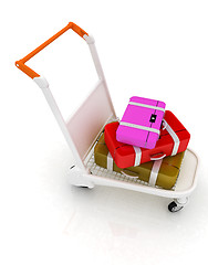 Image showing Trolley for luggage at the airport and luggage