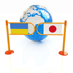 Image showing Three-dimensional image of the turnstile and flags of Japan and 