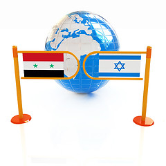 Image showing Three-dimensional image of the turnstile and flags of Israel and