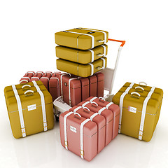 Image showing Trolley for luggage at the airport and luggage