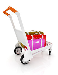 Image showing Trolley for luggage at the airport and luggage