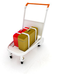 Image showing Trolley for luggage at the airport and luggage