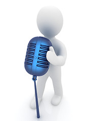 Image showing 3D man with a microphone on a white background 