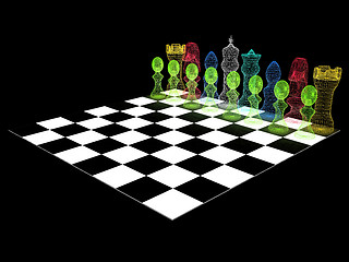 Image showing Chessboard with chess pieces