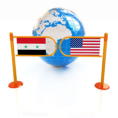 Image showing Three-dimensional image of the turnstile and flags of USA and Sy