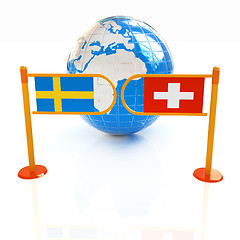 Image showing Three-dimensional image of the turnstile and flags of Switzerlan