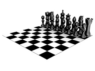 Image showing Chessboard with chess pieces